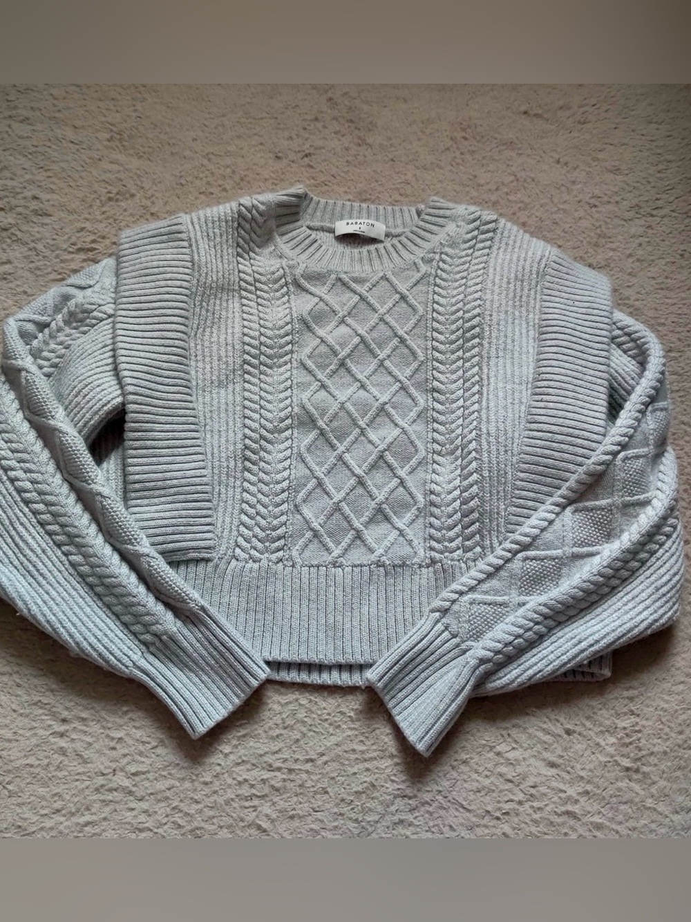 Babaton Seek Cable Knit Shoulder Pad Sweater